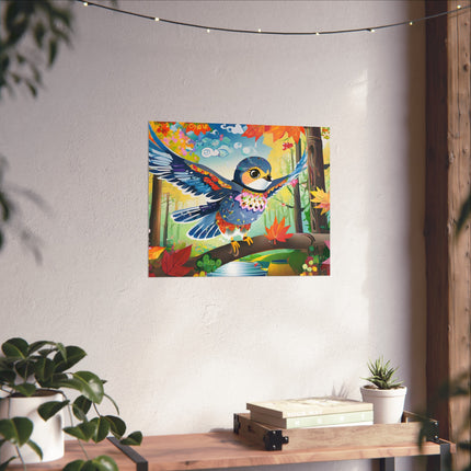 Baby Hawk Plays in Forest Fine Art Posters