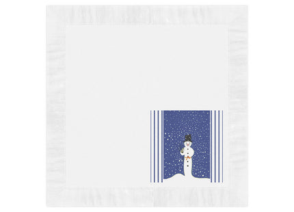 Snowman in Falling Snow White Coined Napkins