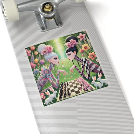 ♟️🌸 Spring Gambit: A Fairy’s Move Kiss-Cut Sticker – Whimsical Chess & Spring Magic