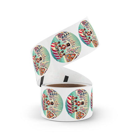 Nutcracker Candy-Striped Adventure Round Sticker Label Rolls