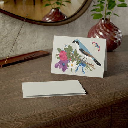 Bluebird & Butterfly Greeting Card – Elegant Charm & Springtime Grace