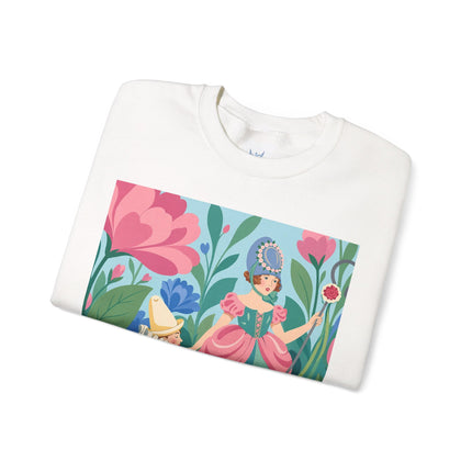 🌸🎭 The Garden Masquerade Crewneck Sweatshirt – Art Deco Floral Whimsy