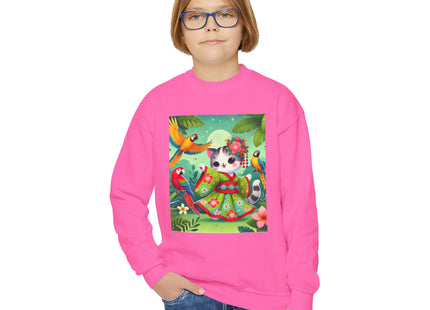 Parrot Dance of the Geisha Kitten Youth Crewneck Sweatshirt