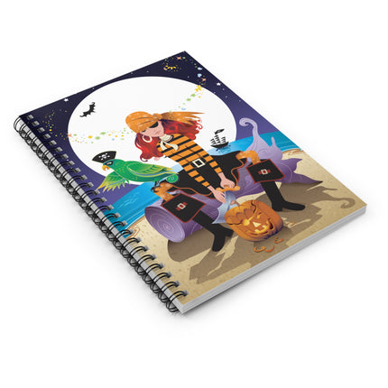 Moonlit Pirate Halloween Spiral Notebook - Ruled Line
