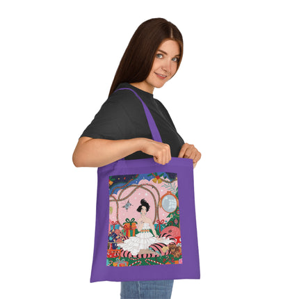 🎄🌹 Christmas Morning In The Rose Parlor Cotton Tote Bag – Art Deco Holiday Romance