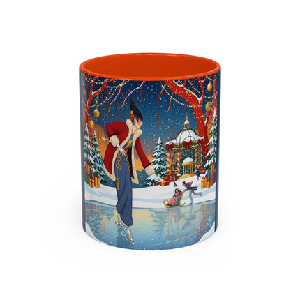 ⛸️🎄 The Christmas Skating Pavilion Colorful Mug – Art Deco Holiday Fantasy