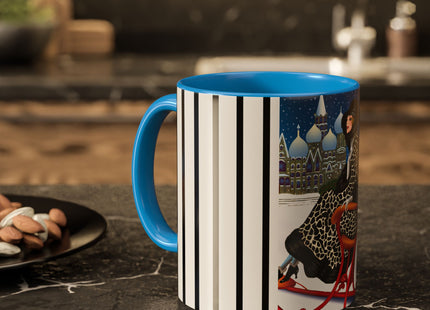 Elegant Winter Woman in Sleigh Colorful Mugs (11oz, 15oz)