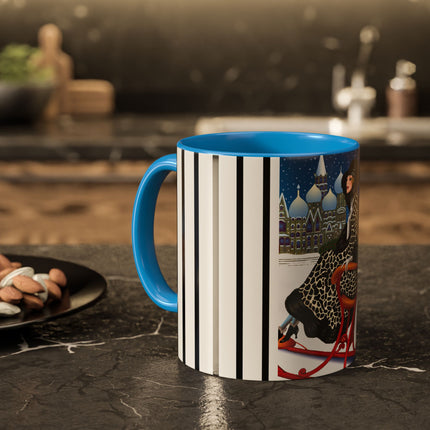 Elegant Winter Woman in Sleigh Colorful Mugs (11oz, 15oz)