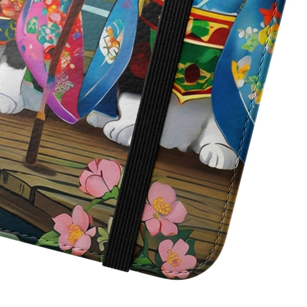 🌸🐱 Kimono Kitties Flip Case – Whimsical Elegance & Storybook Charm