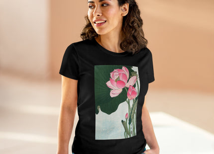Blooming Lotus Flowers by Ohara Koson Women's Midweight Cotton Tee