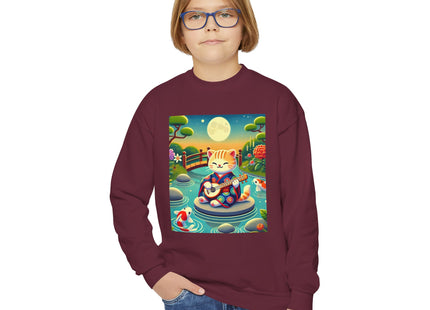 Melodic Kitten by the Koi Pond Youth Crewneck Sweatshirt
