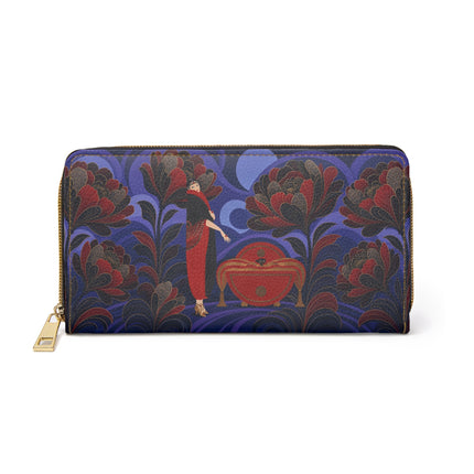 🌹💜 The Crimson Moonlight Garden Wallet – Art Deco Floral Mystery