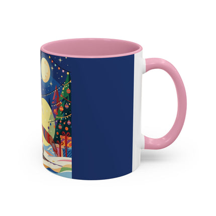 🌙🎿 The Moonlit Christmas Skier Colorful Mug – Whimsical Holiday Fantasy