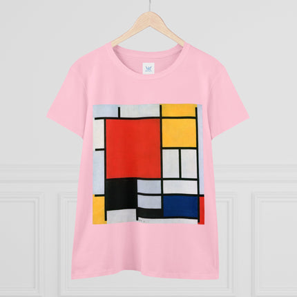 Composition with Red, Yellow, Blue, and Black by Piet Mondrian Women's Midweight Cotton Tee