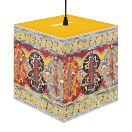 Reproduction of the Shield Frieze by Emile Gilliéron Light Cube Lamp