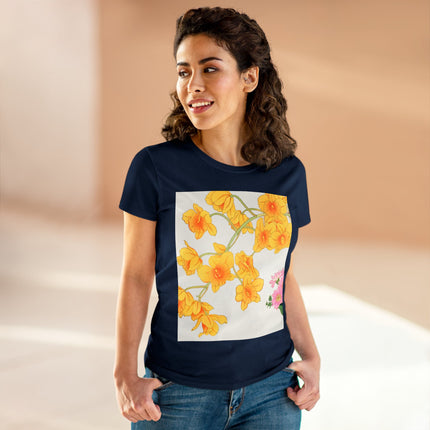 Golden Bow Orchid Women's Midweight Cotton Tee