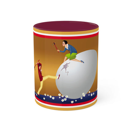 Crack-Up Comedy: The Great Egg Duel Colorful Mugs, 11oz