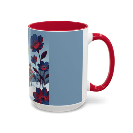 🎁🌺 The Christmas Gift Garden Stroll Colorful Mug – Art Deco Holiday Fantasy