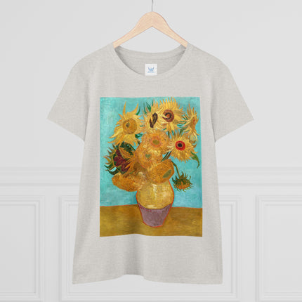 Vase with Twelve Sunflowers by Vincent van Gogh Women's Midweight Cotton Tee