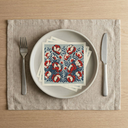 🌺❤️ The Scarlet And Ivory Floral Tapestry Napkins – Elegant Botanical Garden Art