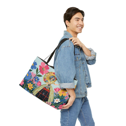 🌸🪞 The Floral Parasol Reflection Weekender Tote Bag – Art Deco Garden Fantasy