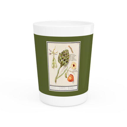 Artichoke, Broad Beans, and Lantern Plant by Anselmus Boëtius de Boodt Ceramic Shot Glass