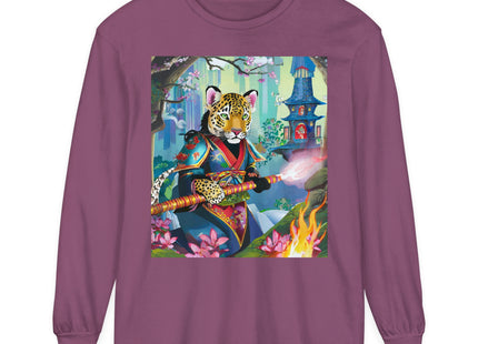 Cyberpunk Leopard Garment-dyed Long Sleeve T-Shirt