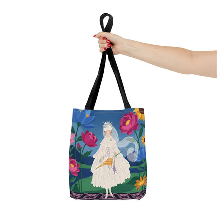 🌸👑 The Lady Of The Enchanted Flower Crown Tote Bag – Art Deco Garden Fantasy