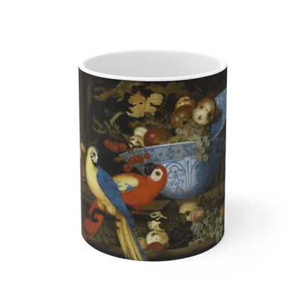 Fruit Still Life With Two Parrots by Balthasar van der Ast Ceramic Mug 11oz