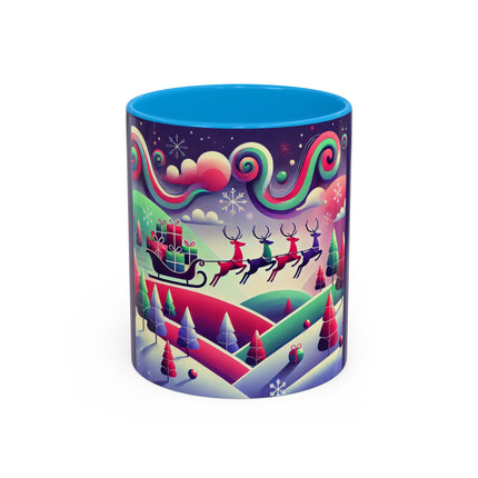 Festive Reindeer Flight Colorful Mugs (11oz, 15oz)