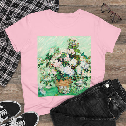 Roses by Vincent Van Gogh Women's Midweight Cotton Tee