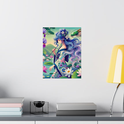 🐉🪷 Fairy of the Koi Pond Matte Vertical Poster – Tranquil Magic & Dragon Grace