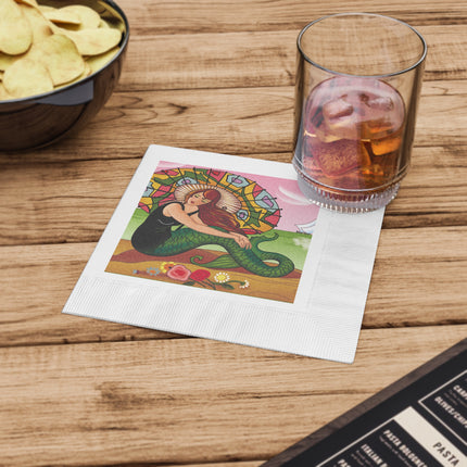 Siren Serenade by Carlo Chiostri White Coined Napkins