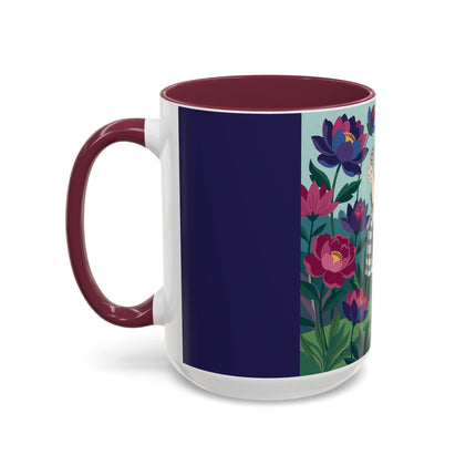 The Lady Of The Lotus Garden Colorful Mugs – Art Deco Botanical Elegance