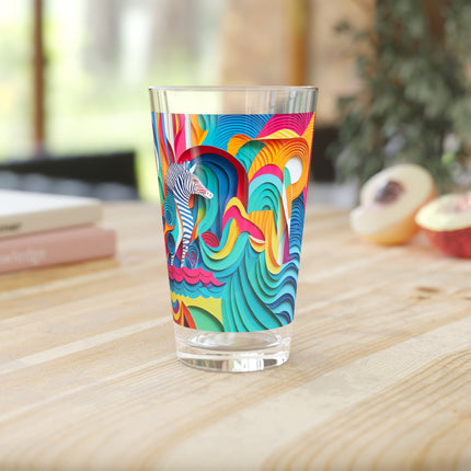 Surfing Zebra Glass, 16oz