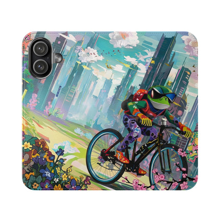🐸🚵 Cyberpunk Frog Flip Case – High-Tech Adventure & Neon Velocity