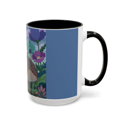 The Lady And The Enchanted Heron Colorful Mugs – Art Deco Botanical Elegance