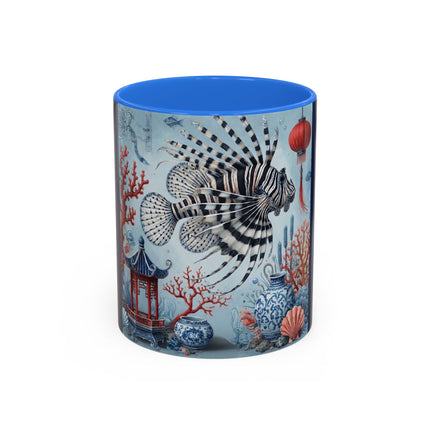 Lionfish & Lantern Colorful Mug – Mystical Ocean & Asian Harmony