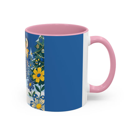 💙🌼 The Bluebell Christmas Promenade Colorful Mug – Art Deco Holiday Fantasy