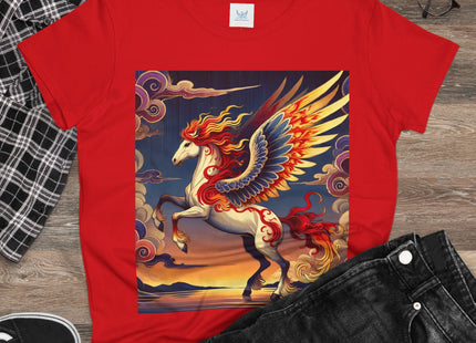 Flame-Winged Horse at Sunset Women's Midweight Cotton Tee