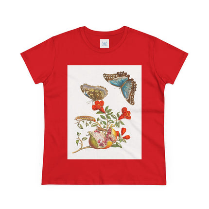 Blue Butterflies and Pomegranate Cotton Tee