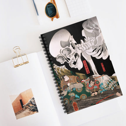 Mitsukuni Defying the Skeleton Spectre by Utagawa Kuniyoshi Spiral Notebook - Ruled Line