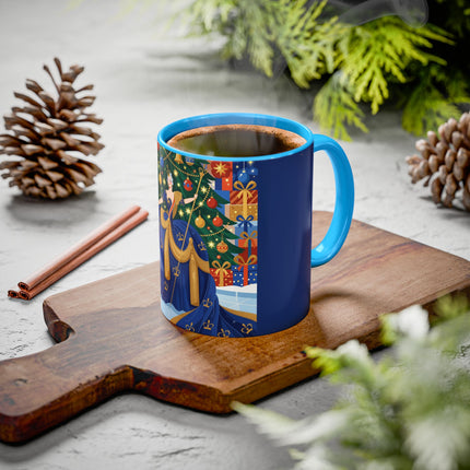 👑🎄 The Christmas Queen Of Golden Bells Colorful Mug – Art Deco Holiday Elegance