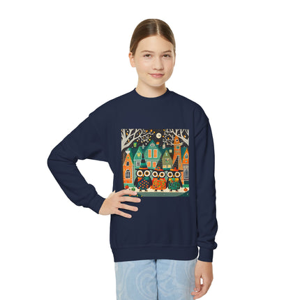 Night of the Trick-or-Treating Owlets Youth Crewneck Sweatshirt