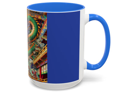 Tibetan Dragon Over Kabuki Duel Colorful Mugs (11oz, 15oz)