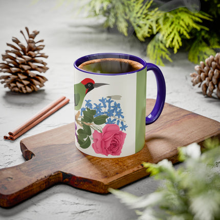 Woodpecker & Rose Colorful Mugs – Vibrant Spring & Bold Beauty