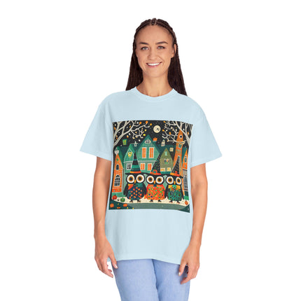 Night of the Trick-or-Treating Owlets Unisex Garment-Dyed T-shirt
