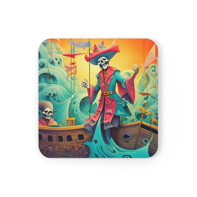 Skeleton Crew of the Misty Seas Cork Back Coaster