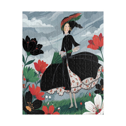 🌧️🌺 The Stormy Flower Walk Puzzle – Art Deco Floral Fashion