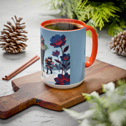 🎁🌺 The Christmas Gift Garden Stroll Colorful Mug – Art Deco Holiday Fantasy